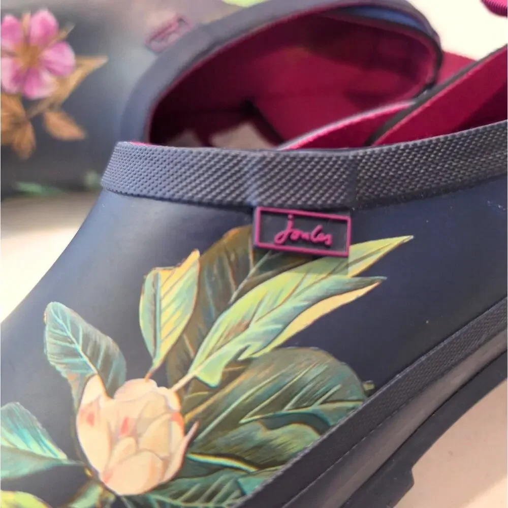 Joules Pop On Welly Clog / Navy Floral RAIN BOOT SHOE CLOG